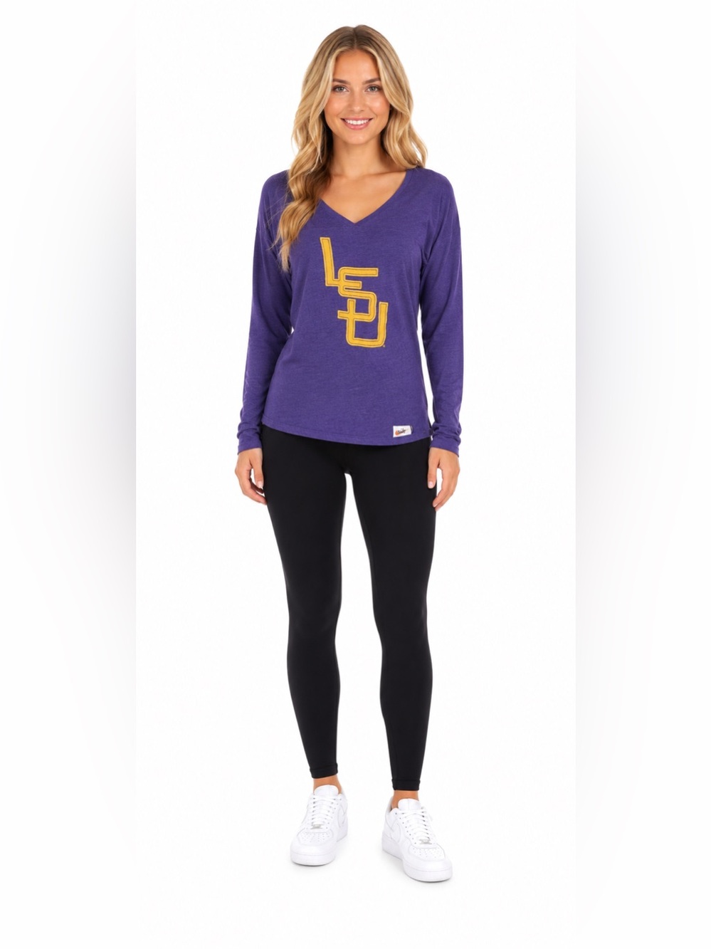 Women's LSU Long Sleeve V Nevk